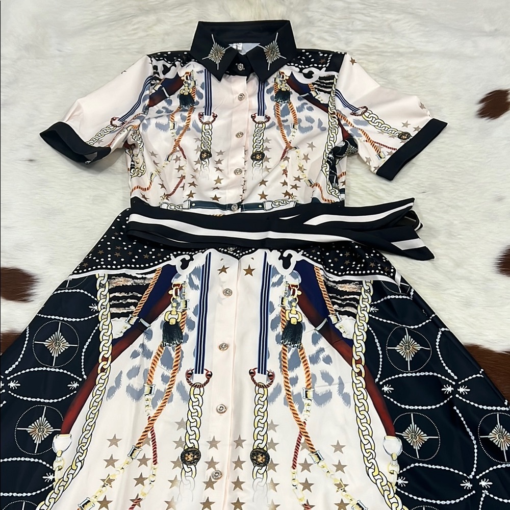 Elegant Printed Shirt Dress - Picture 9 of 10